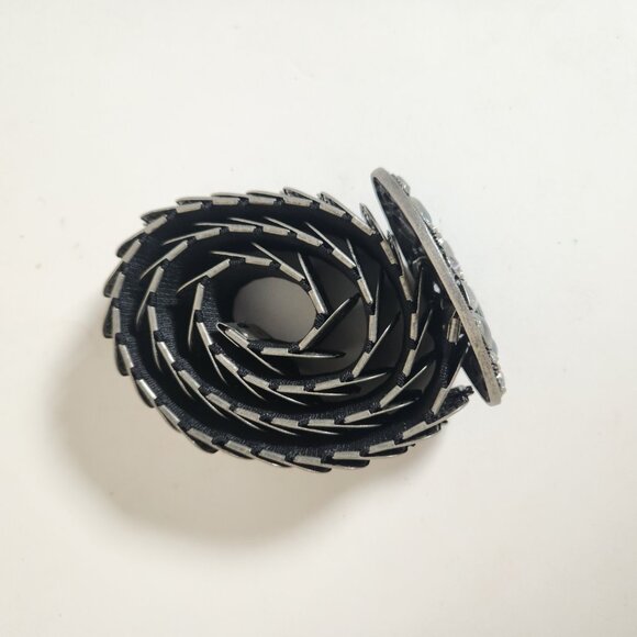 Gunmetal Stretch Belt Womens S/M Western Cowgirl Stone Rhinestones Metal Buckle - Picture 13 of 15